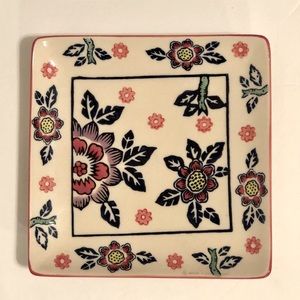 Yokohama Studio 7x7 squares Dish plate Hand Painted Blue and Pink floral Print